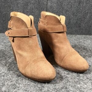 rag & bone Harrow Ankle Boots Womens 8.5 Tan Suede Stacked Heel